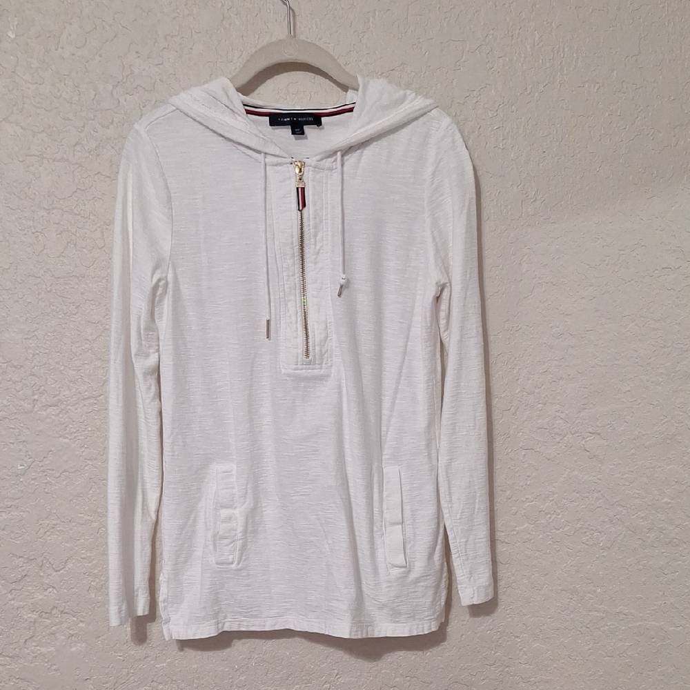 Tommy Hilfiger White Top with Red and Blue Accents